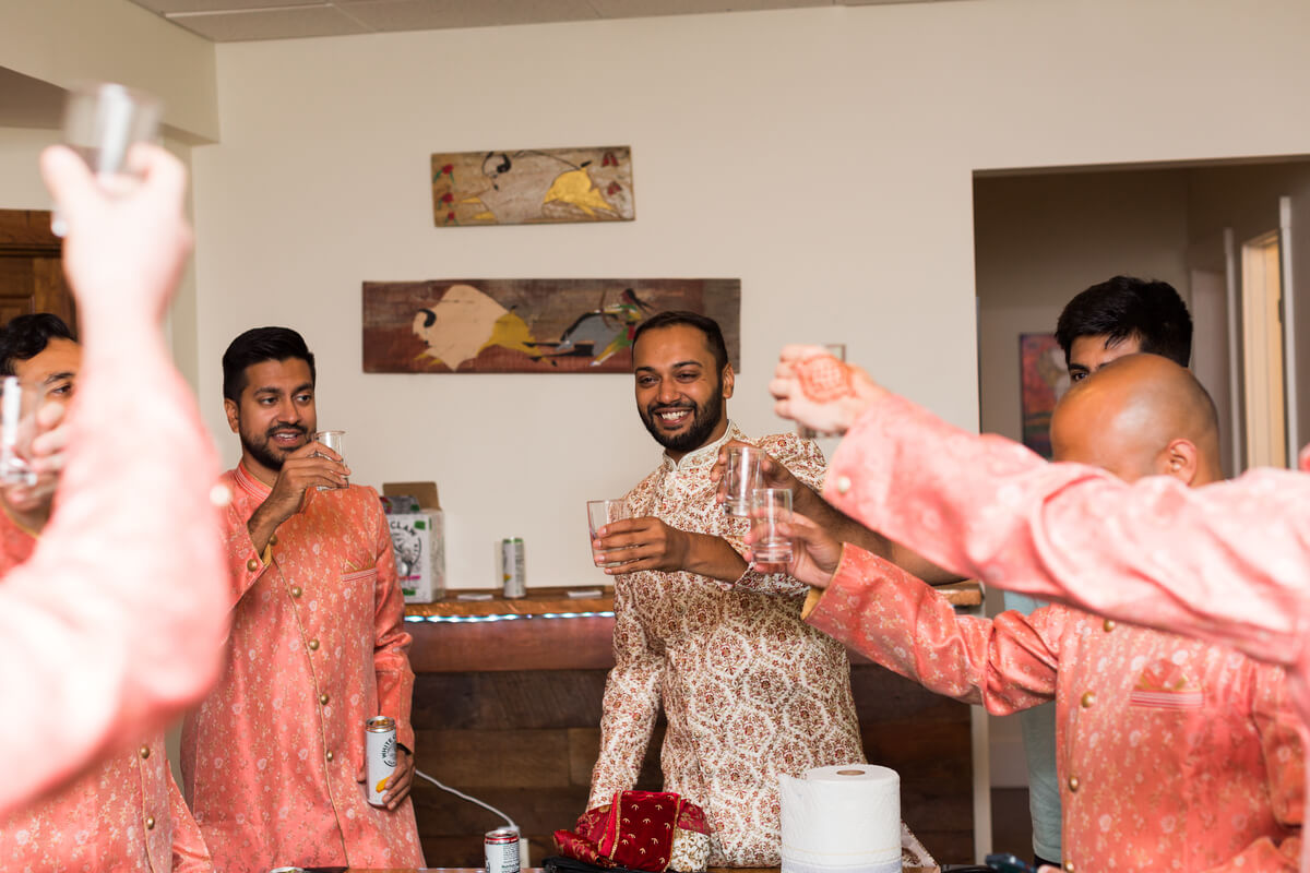 Groomsmen toast | Indian-American Wedding at Wintergreen Resort by Virginia Photographers
