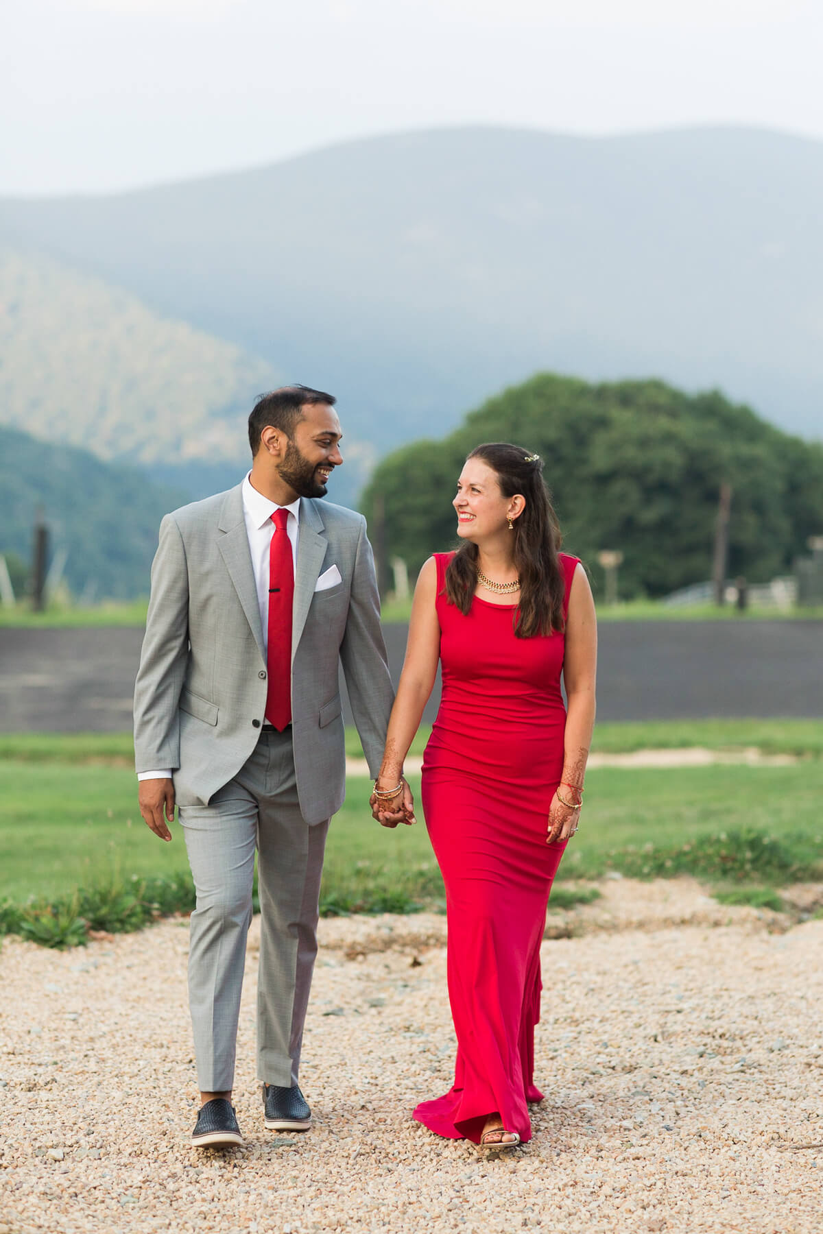 Red wedding dress | Indian-American Wedding at Wintergreen Resort by Virginia Photographers