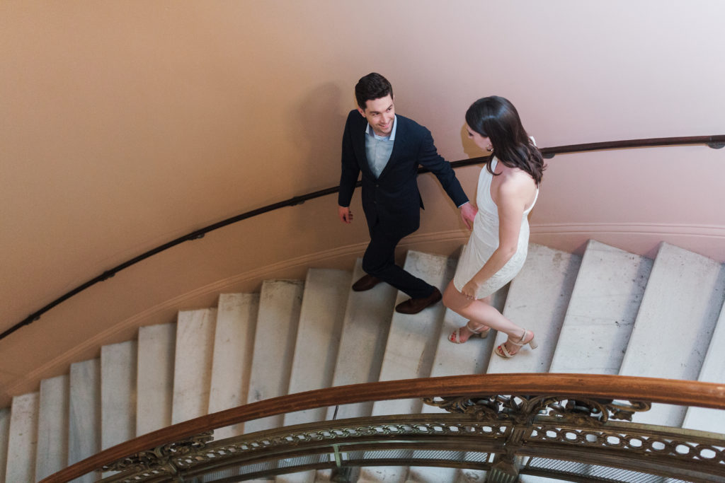 Modern Downtown DC engagement session at the Smithsonian National Portrait Gallery